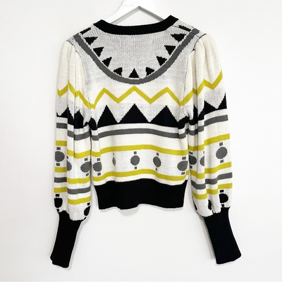 BOGO! Jen's Pirate Booty Aztec Geometric Puff Sleeve Sweater Size XS/S - Picture 5 of 7